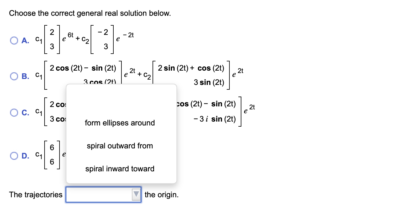 complex eigenfunctions and then obtain the general real solution. Describe the shapes