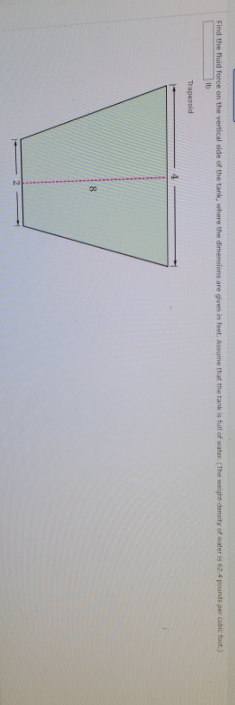 solve please Find the fluid force on the vertical side of