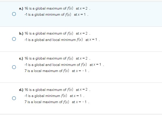 maximum/minimum".Identify all of the global and local extrema of the graph. 20