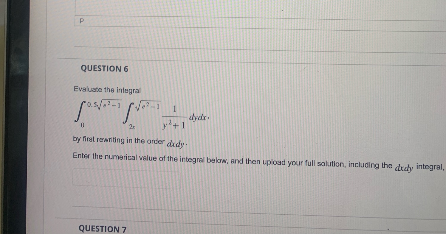 2x y 2 + 1 by first rewriting in the order dxdy