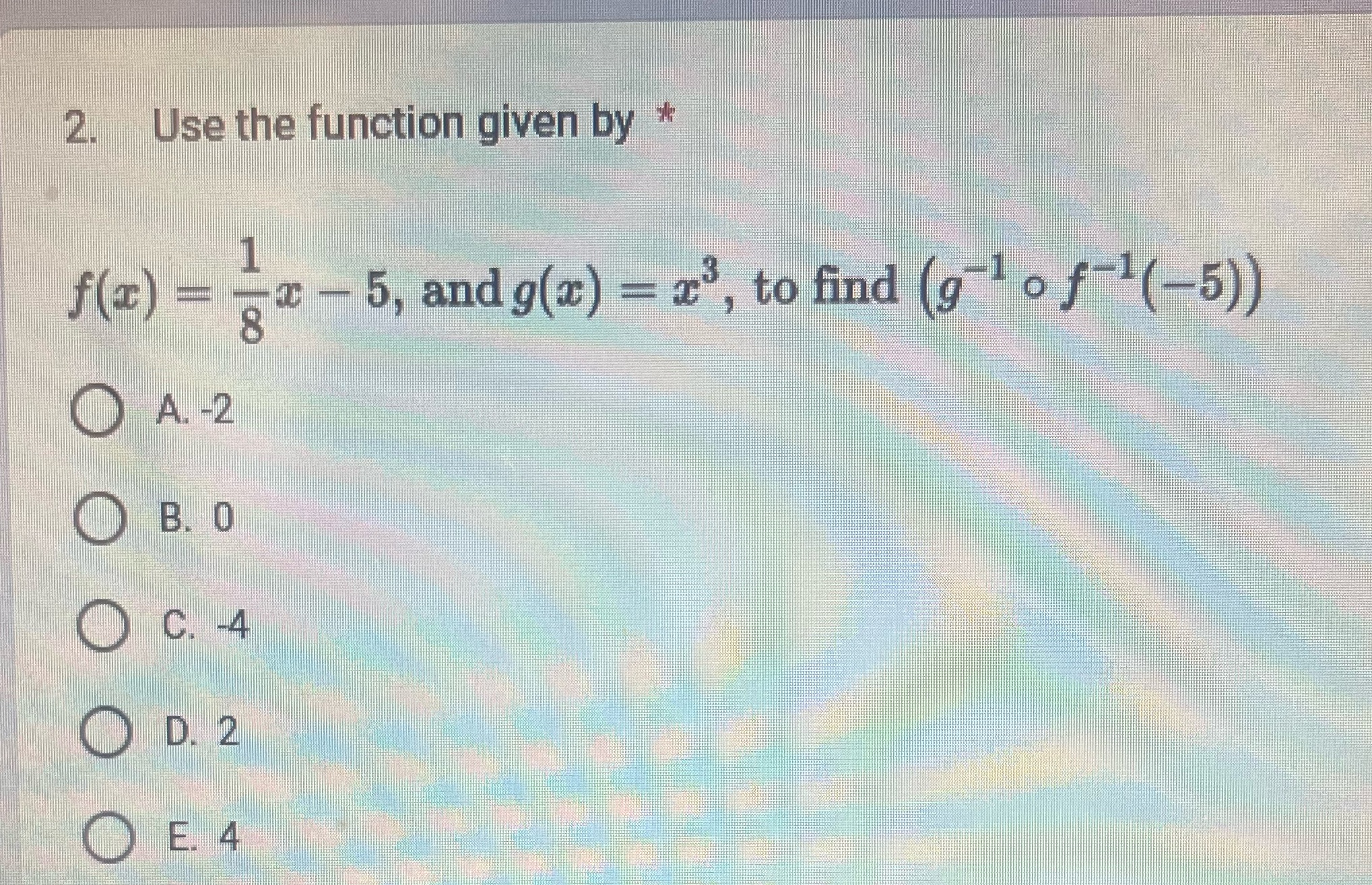 please solve 2. Use the function given by * f(=) =