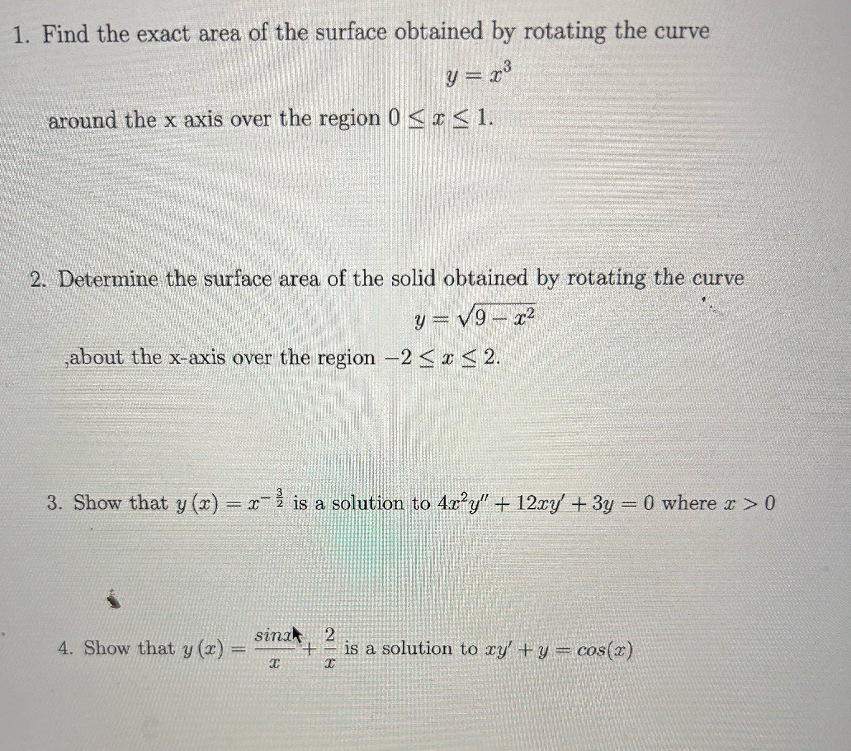 you got it. Thanks 1. Find the exact area of the surface