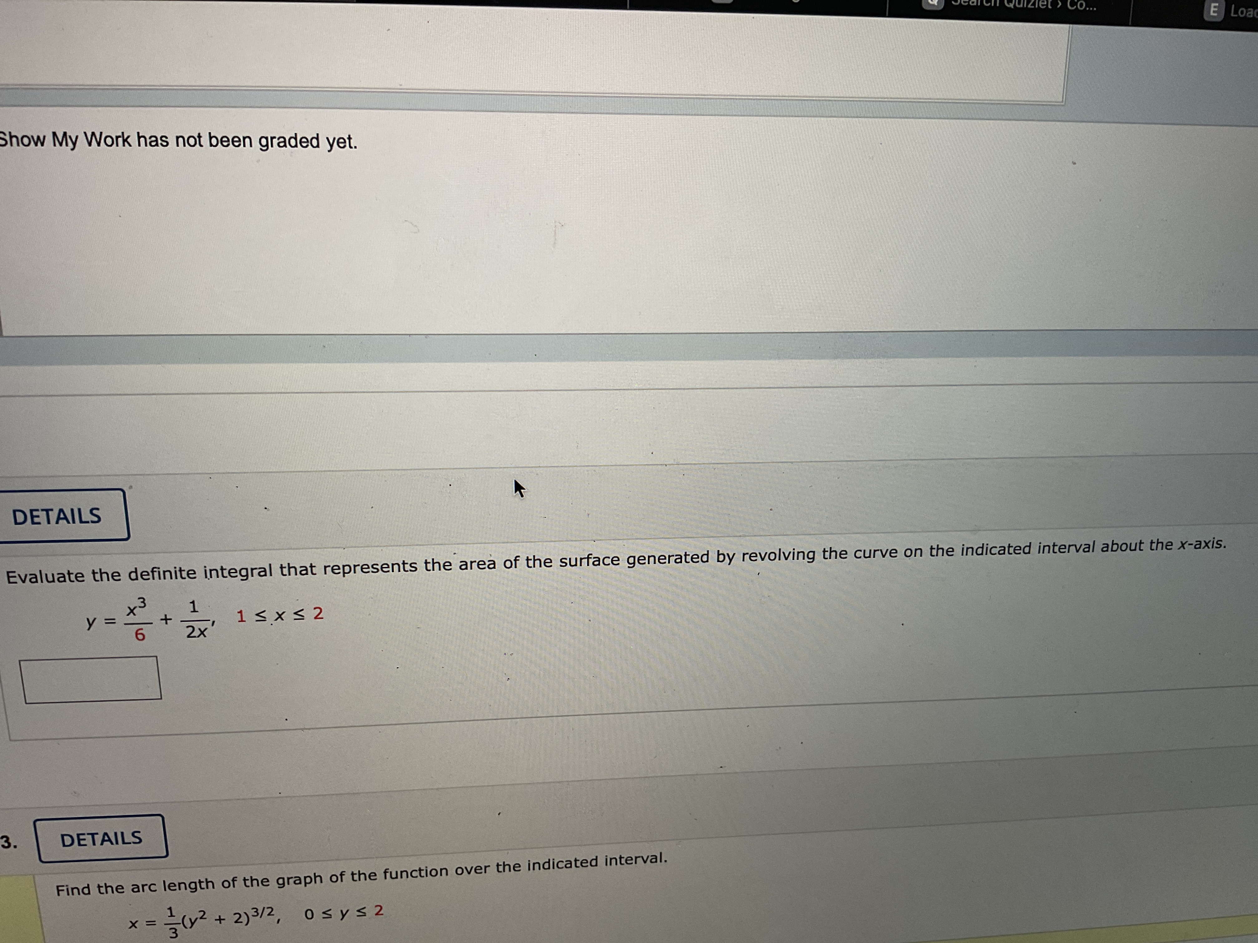 = + 2x 1 SXS 2 6 DETAILS Find the arc length