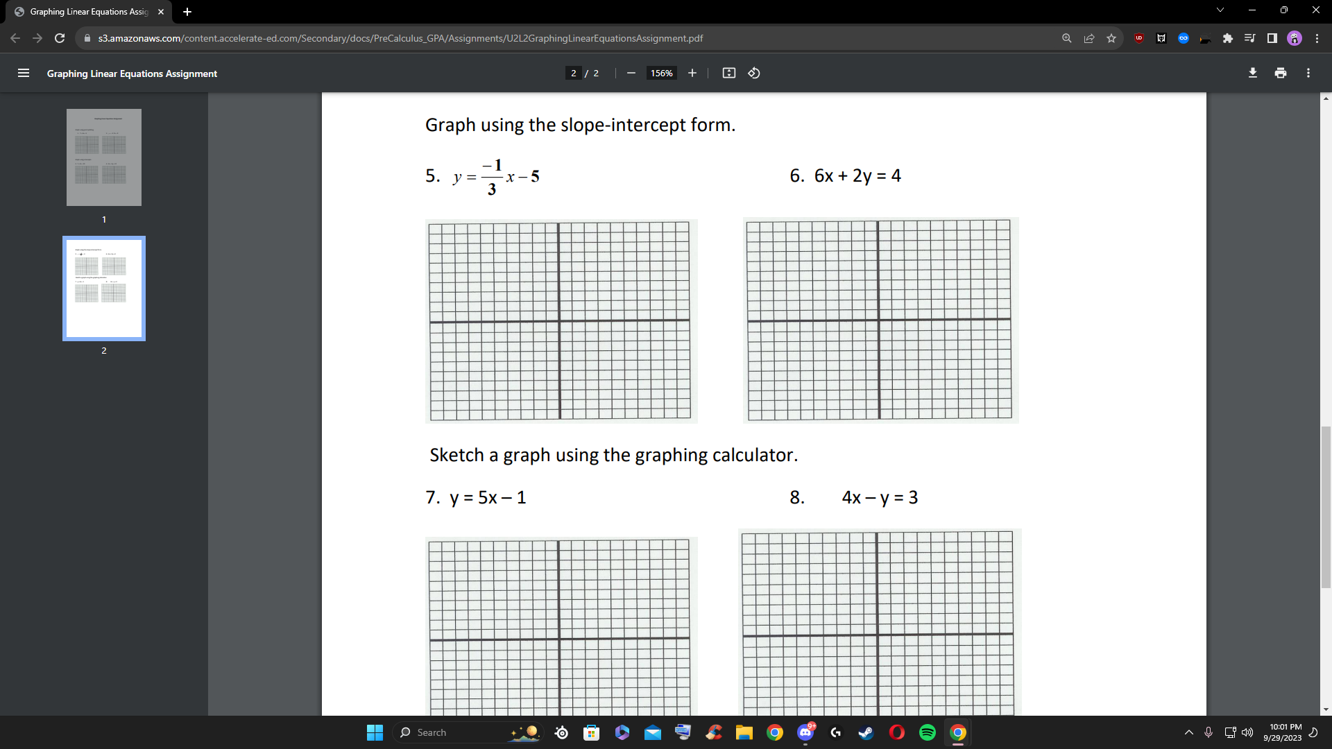 Y = 2x - 10 4. 4x - 3y = 12 Search