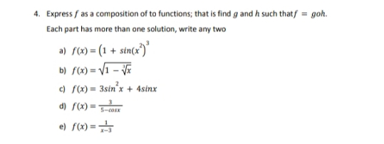to functions; that is find g and h such thatf = goh.