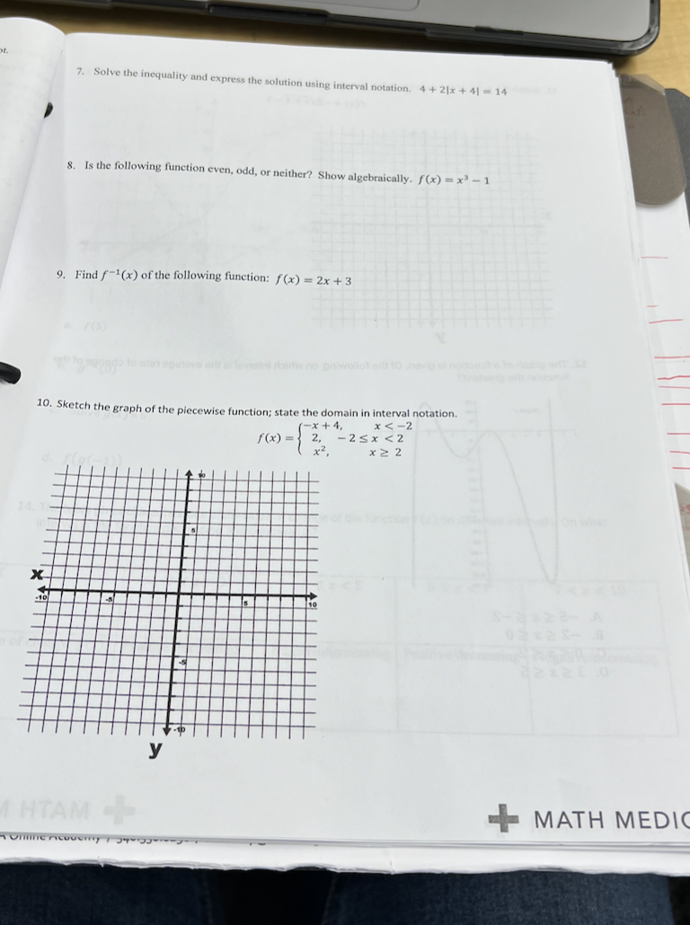 f(7) b. f (c ) c. f ( x + h )