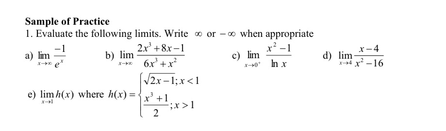 -co when appropriate 2x +8x-1 a) lim b) lim x- -1 c)