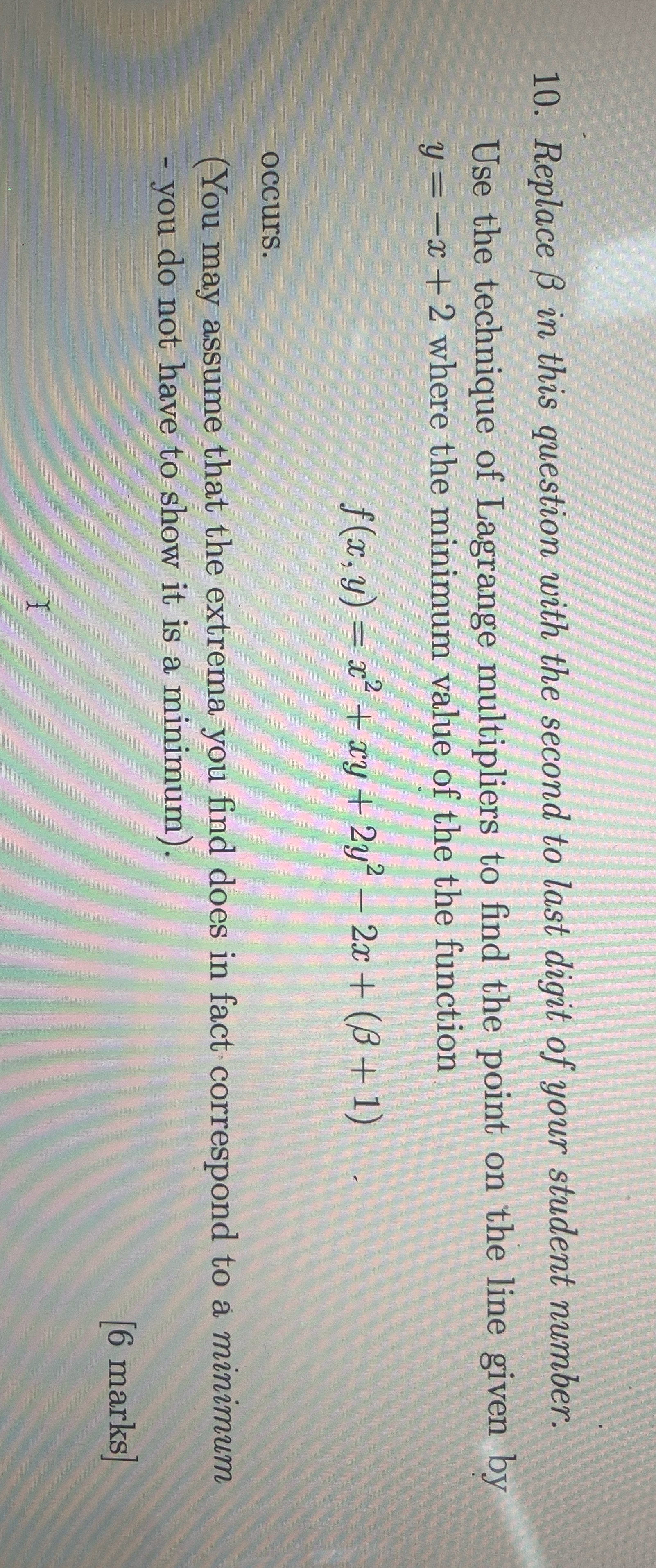 the second to last digit of your student number. Use the technique