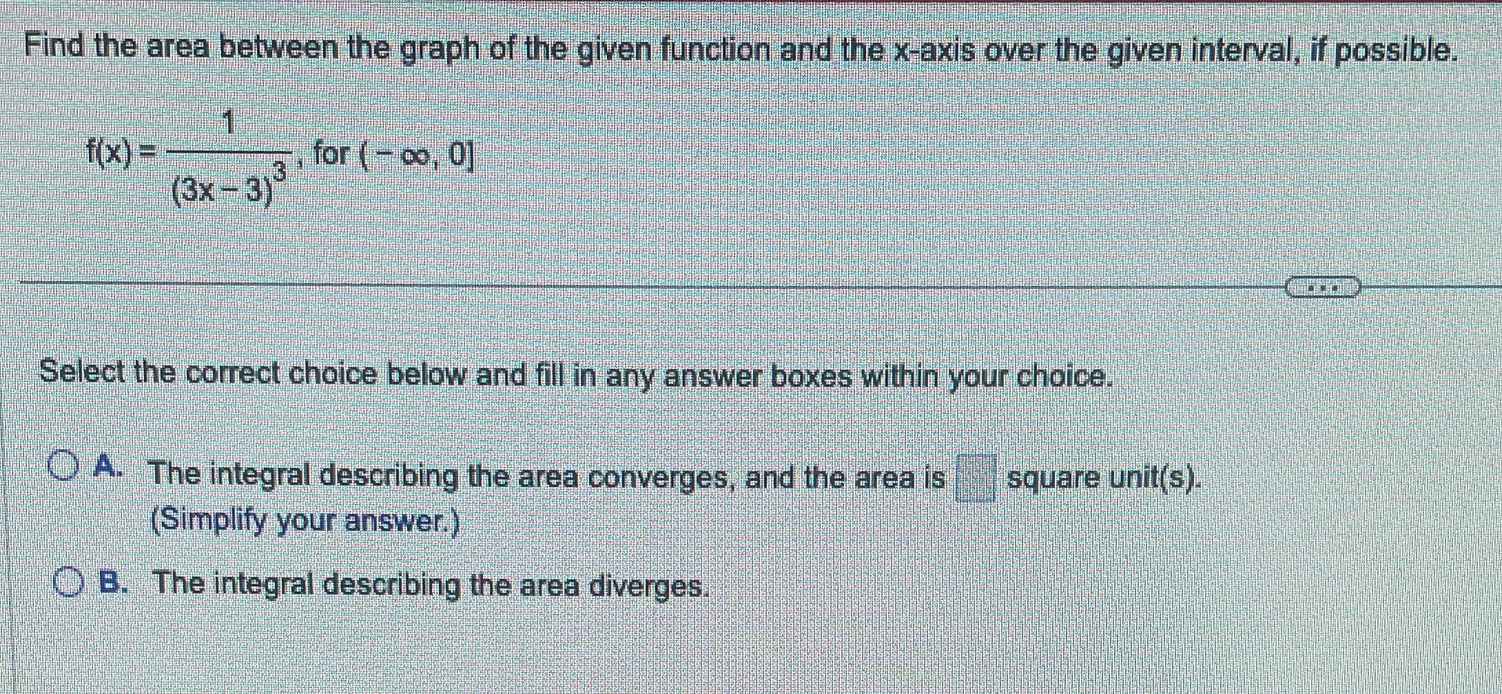 8. Need help with this question. Find the area between the