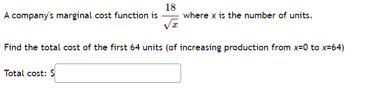 number of units. :1: Find the total cost of the first 64