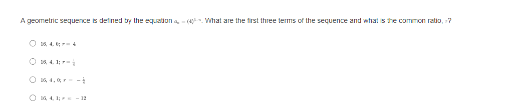 term equation, an, of the geometric sequence? Hint: an =a (r)"-1, where