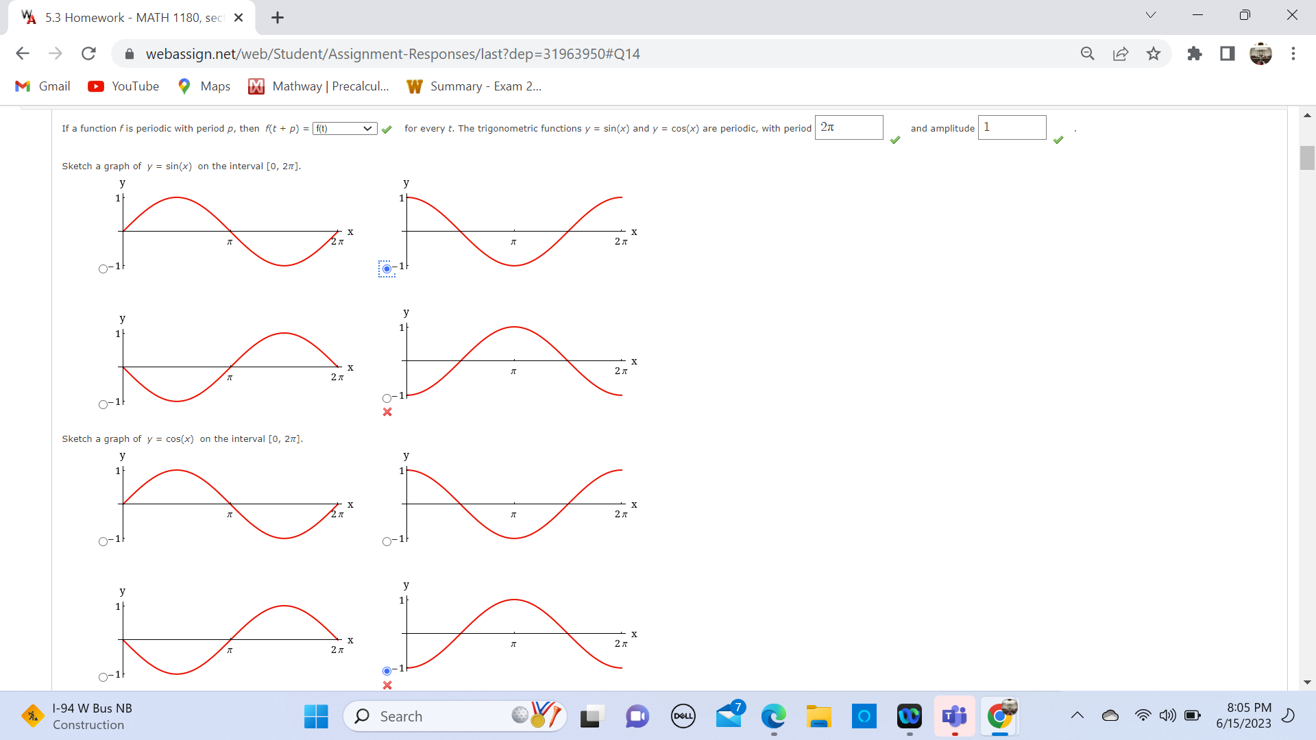  VA 5.3 Homework - MATH 1180, sect X + V X