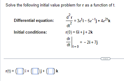 2i + 7j It= 0 III r(t) = + k