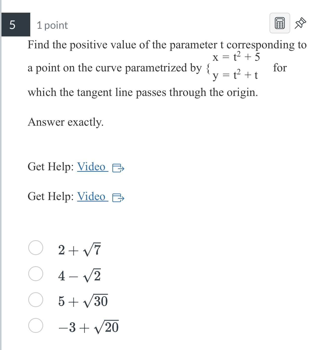 so much! 1point 5 Find the exact x-coordinate 0f the point on