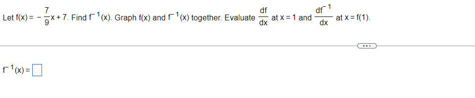 3x" + 7. Find f (x) and identify the domain and range