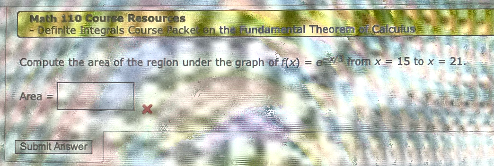 Fundamental | heorer of Calculus Compute the area of the region under