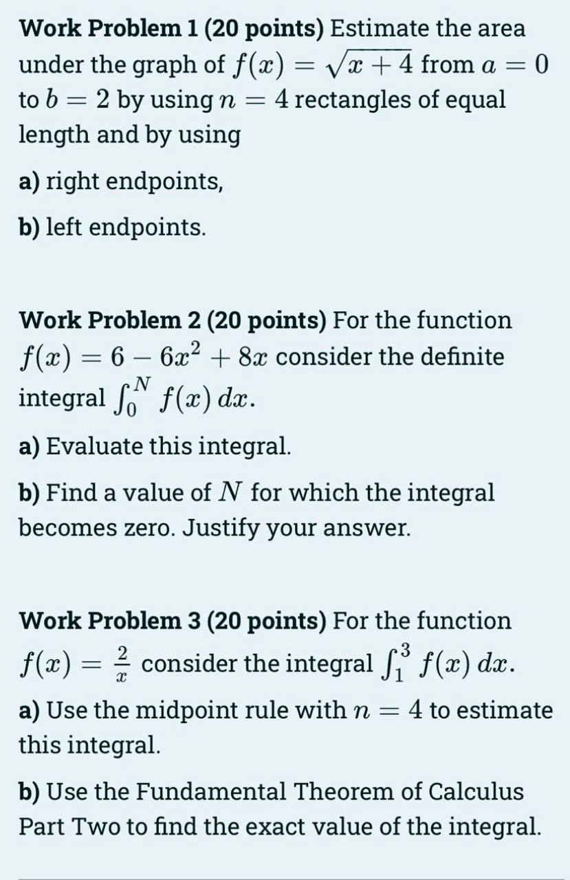  I need solve this assignment of MA 166 Work Problem 1
