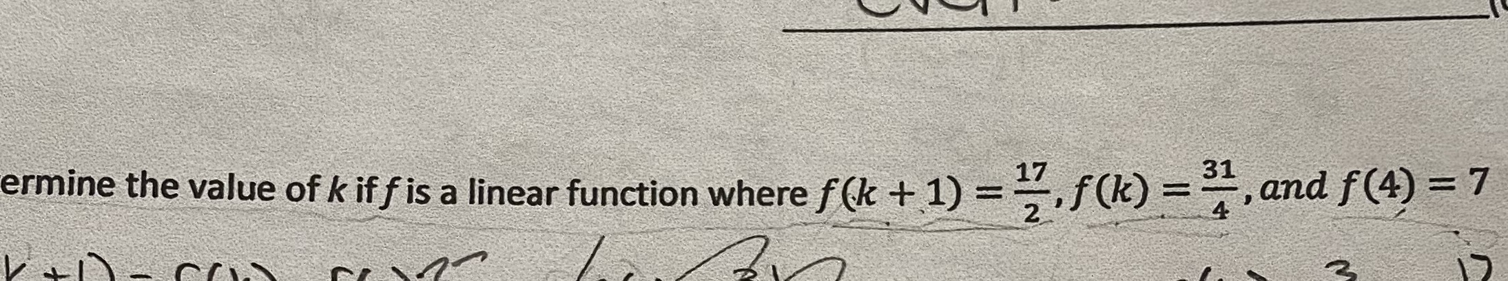 (k + 1) and f(4) = 7