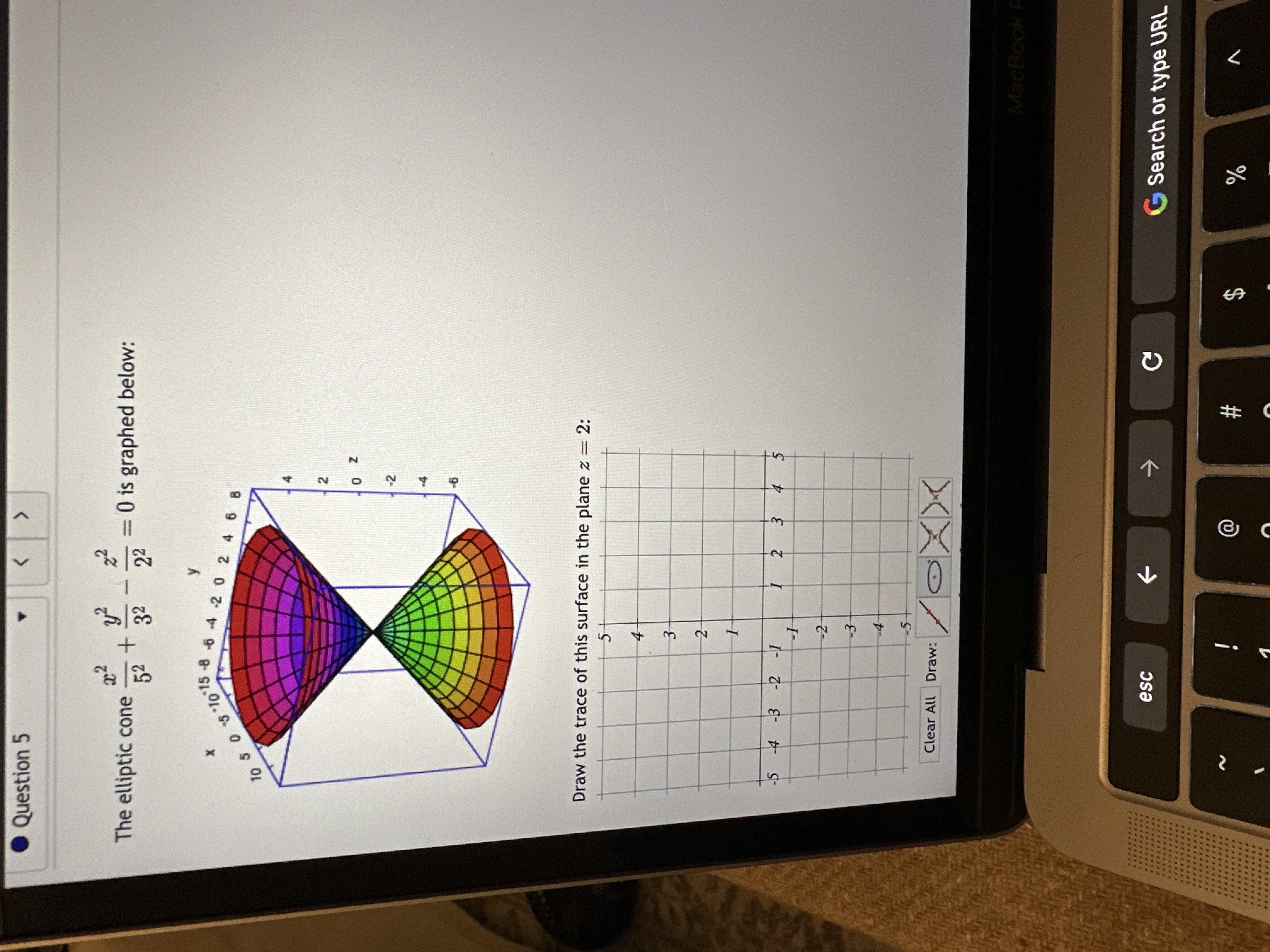  .Question 5 The elliptic cone + 52 32 22 = 0
