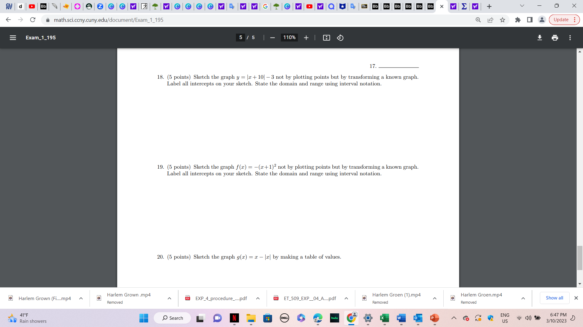 math.sci.ccny.cuny.edu/document/Exam_1_195 Update : Exam_1_195 1 / 5 499% + Name: 1. (5