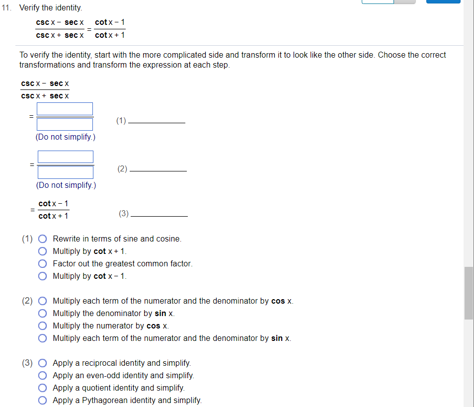 greatest common factor, sec x. Separate the quotient into two terms. Apply