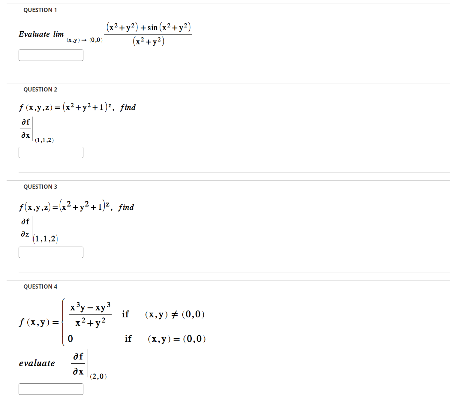  QUESTION 1 ( x 2 + y2) + sin (x2 +y2)