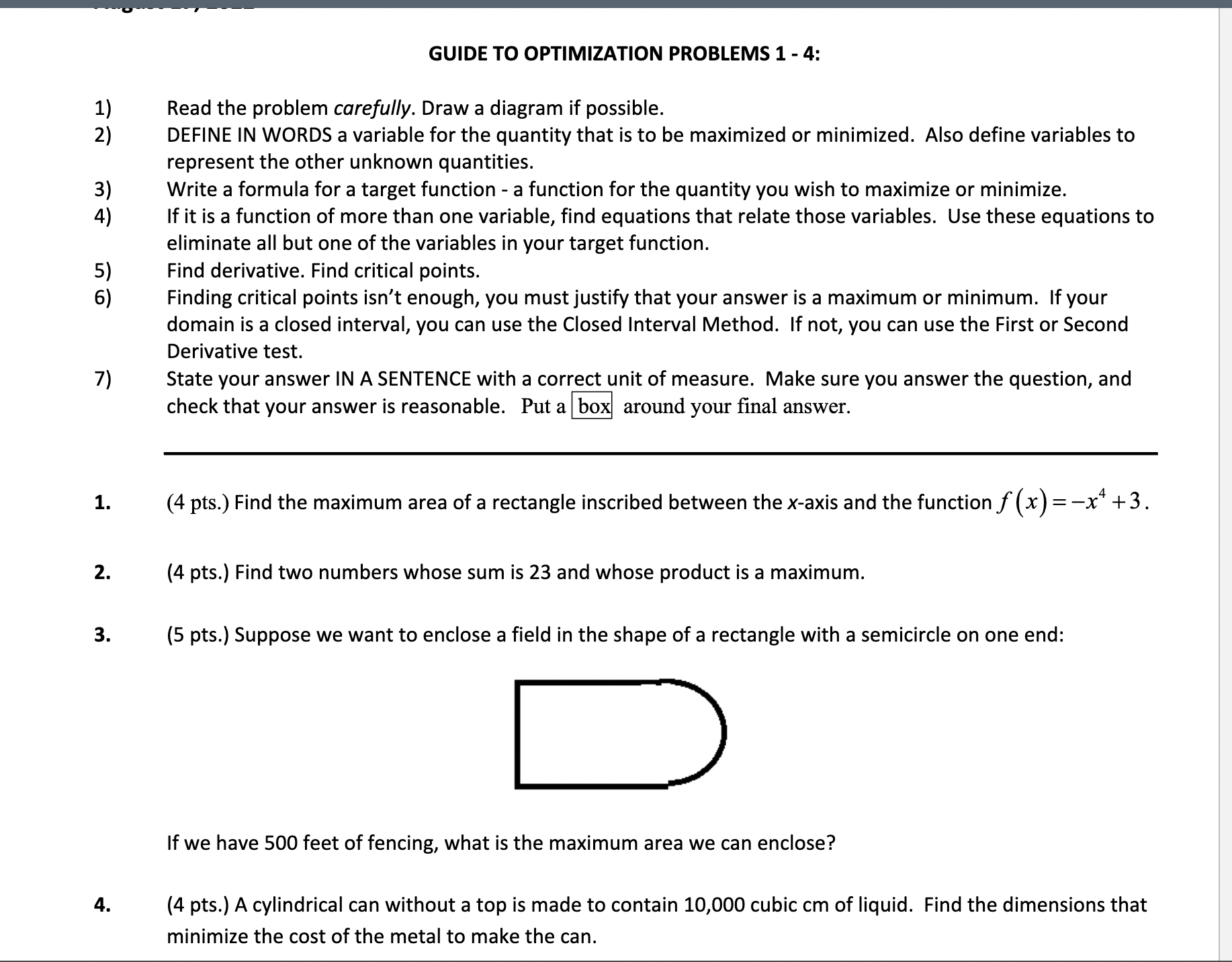 4: Read the problem carefully. Draw a diagram if possible. DEFINE IN