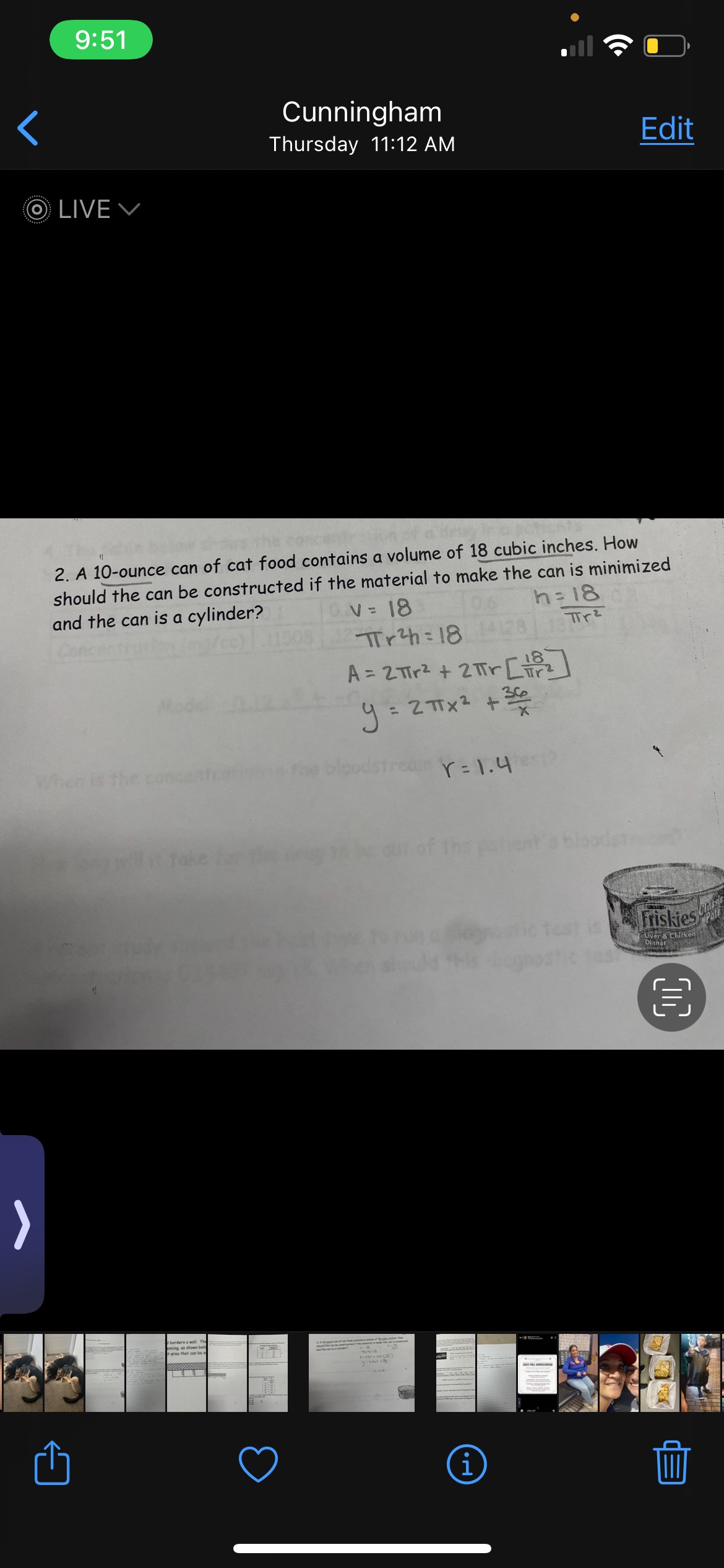 can of cat food contains a volume of 18 cubic inches. How