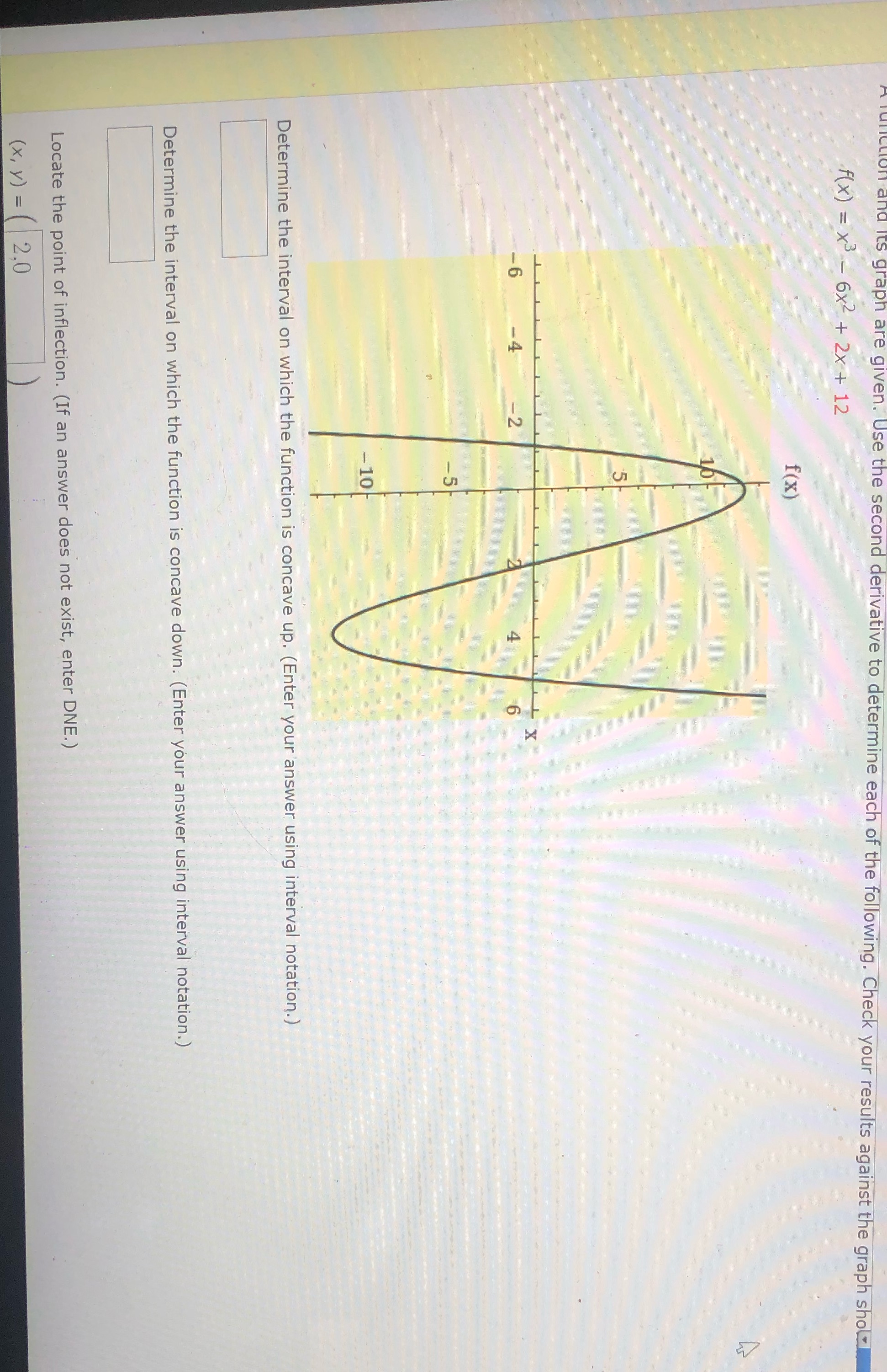 raph are given. Use the second derivative to determine each of