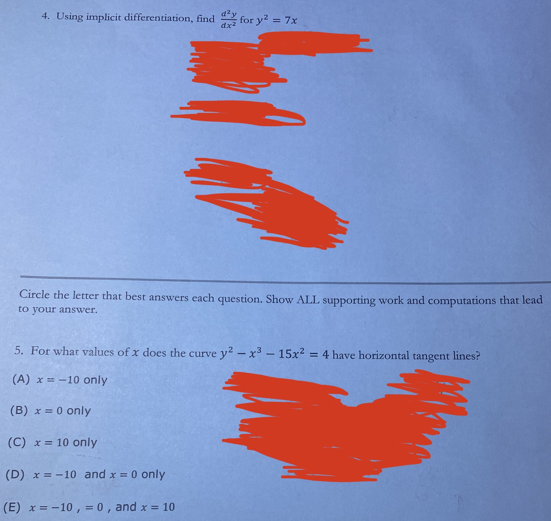 4. Using implicit differentiation, find a dxz for yz = 7x