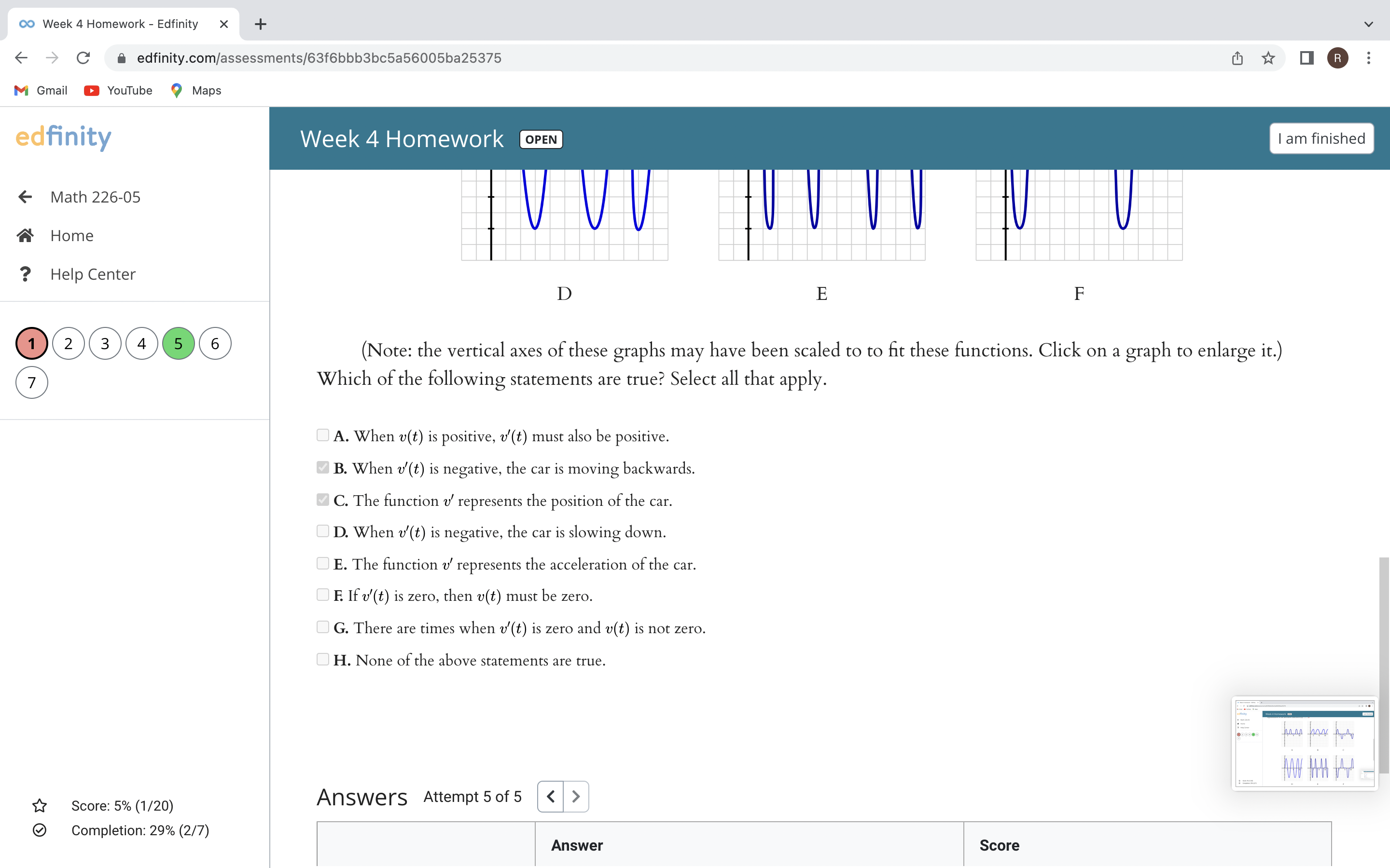 edfinity Week 4 Homework OPEN I am finished representative of the derivative