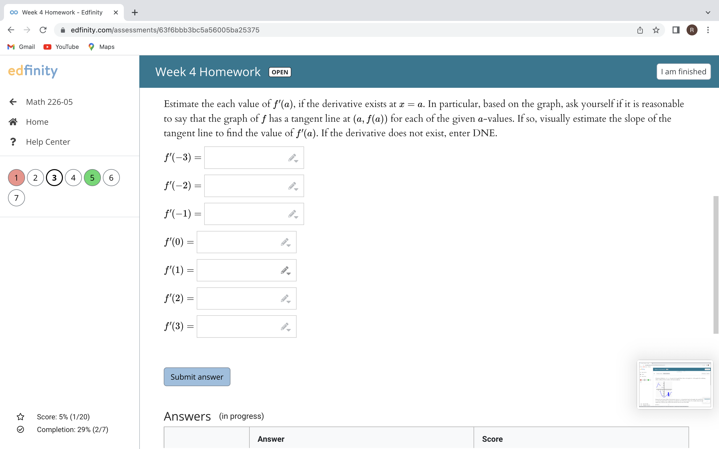Score: 5% (1/20) O Completion: 29% (2/7) D E F00 Week 4