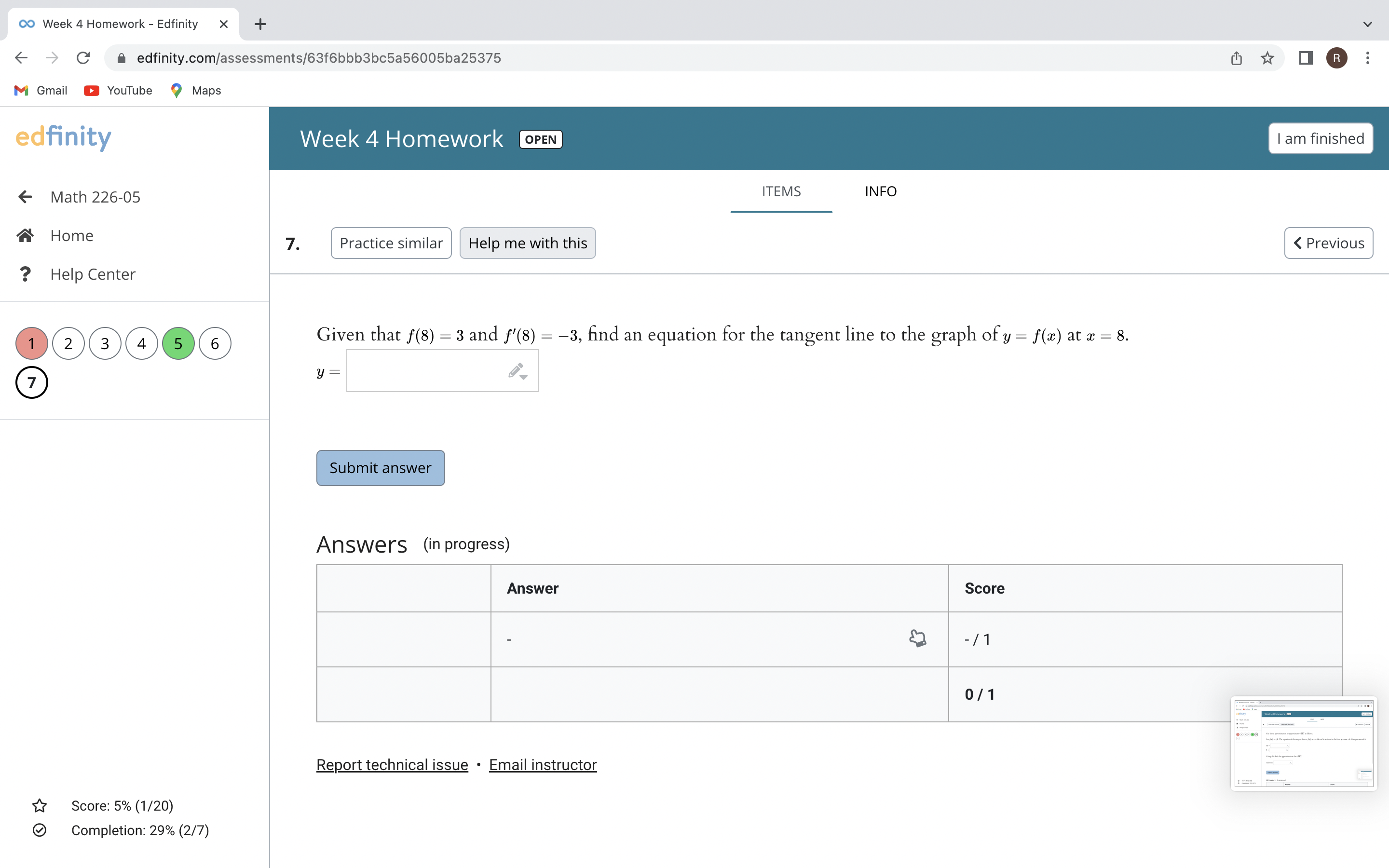 Maps edfinity Week 4 Homework OPEN I am finished Math 226-05 2.