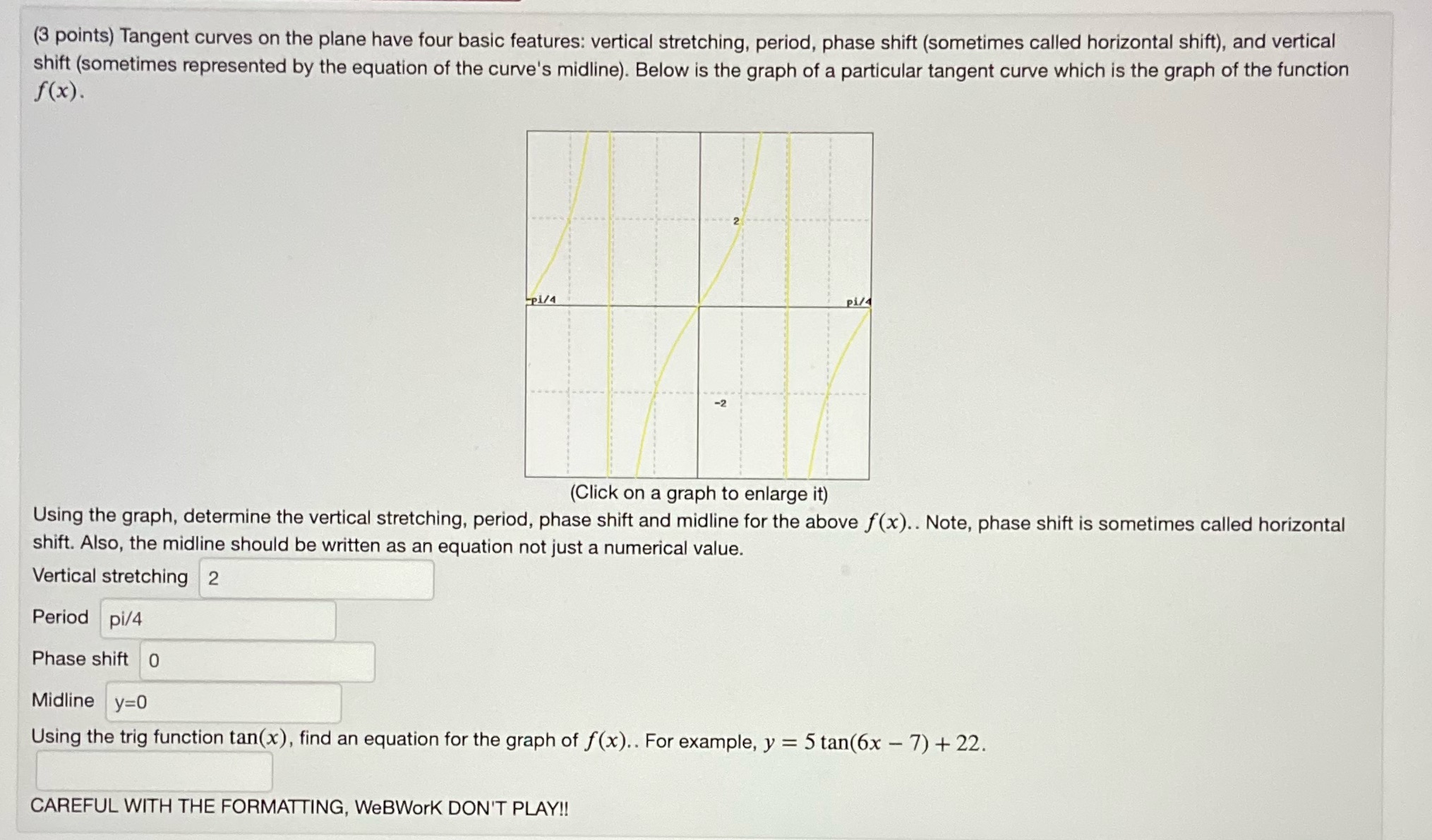  (5)13, what is the equation for the graph? (3 points) Tangent