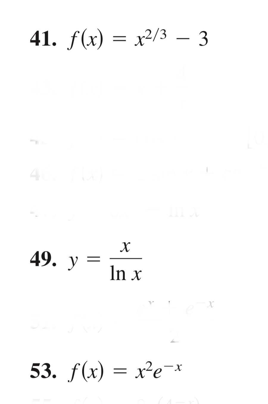 41. f (x) 49. Y In x x 2/3 3 53. f(x)