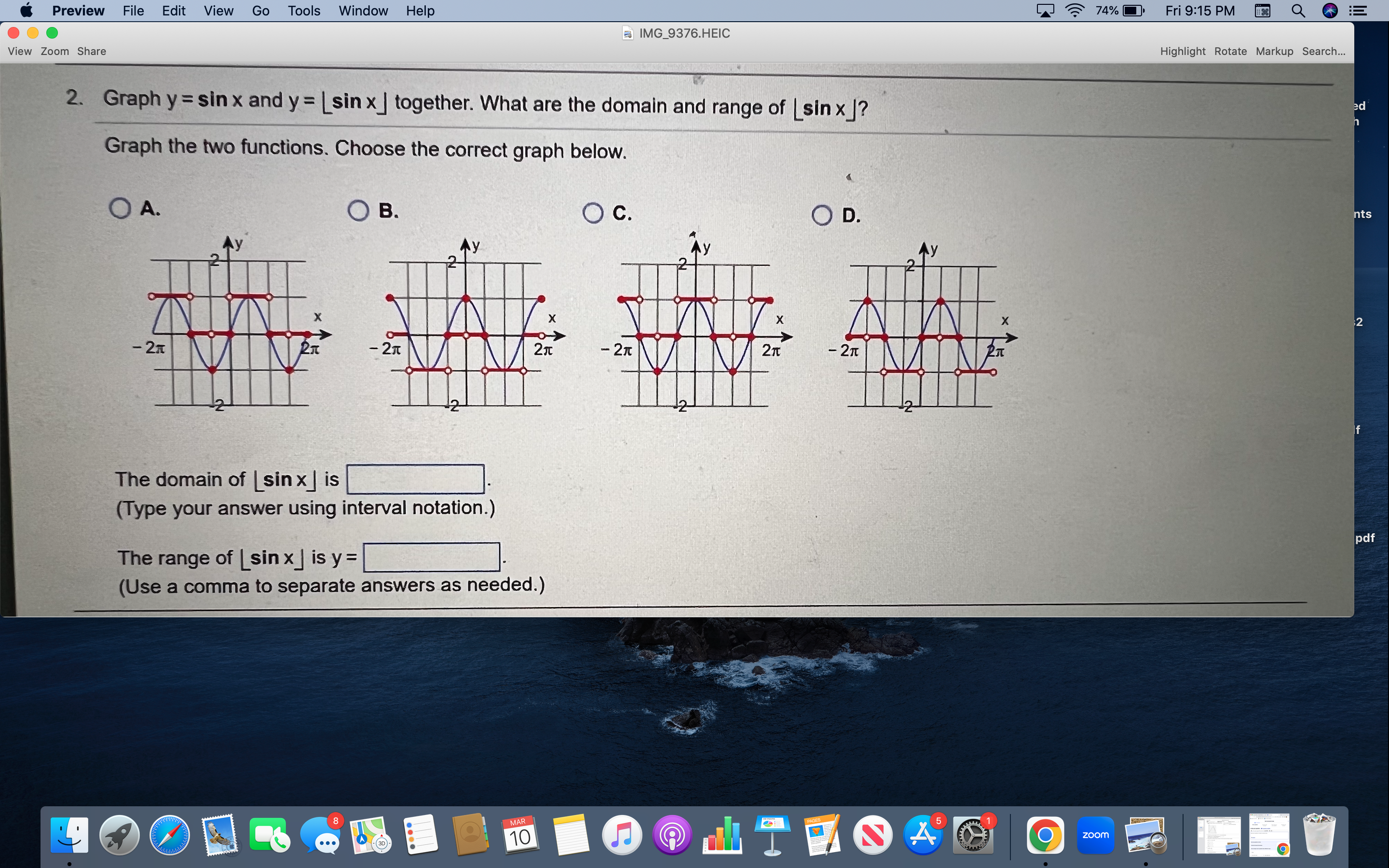 O C. It is symmetric about the s-axis. 8 MAR 10 zoomPreview