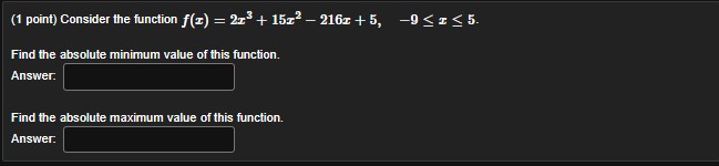 (I pomt) f(x) = 2x3 + 15z2 Find me rnnilwrn vawe of