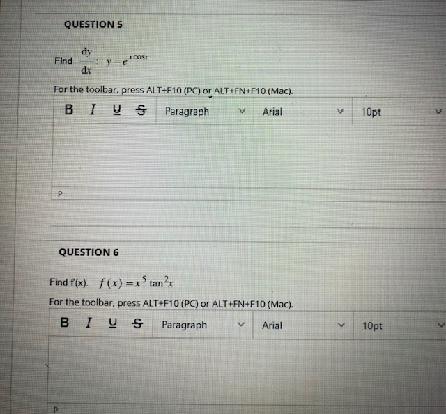 f(x) at x = 1. (6 points) For the toolbar, press ALT+F10