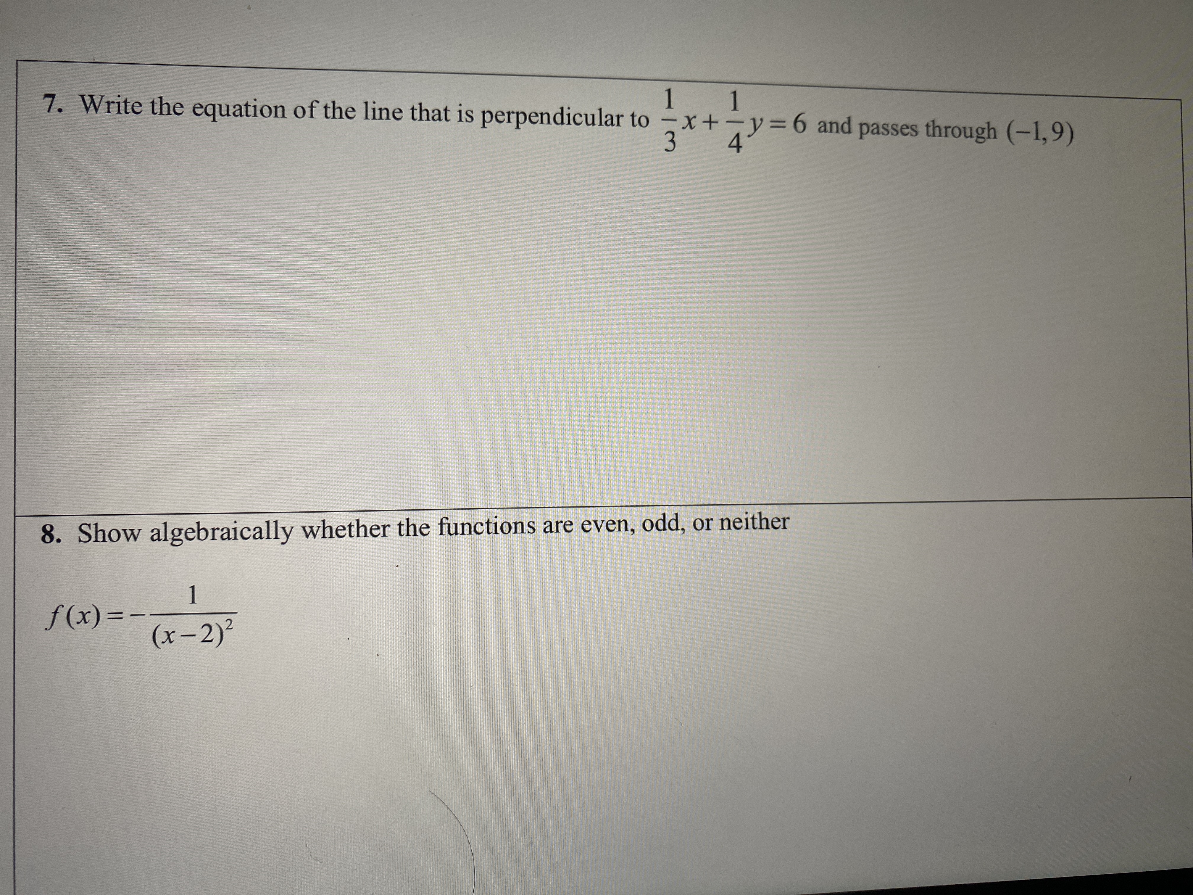 line that is perpendicular to - x +- y = 6 and