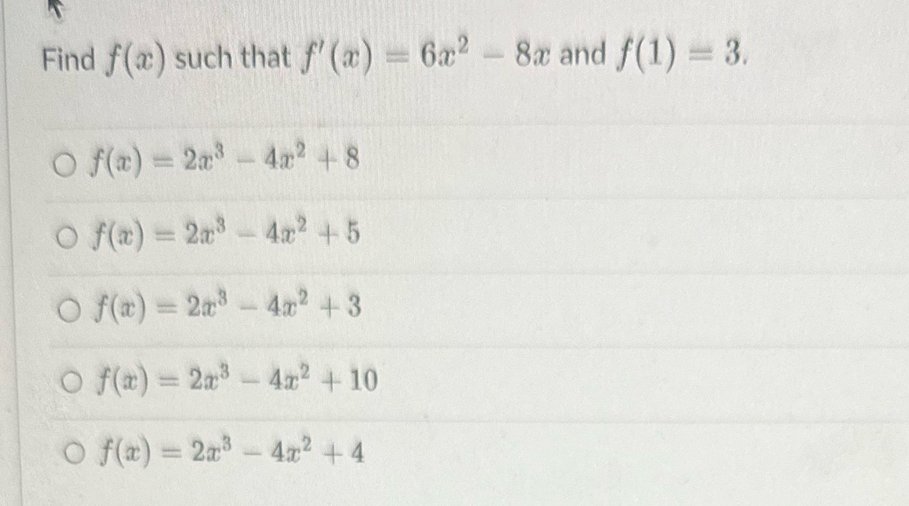 Find f(a ) such that f' (x) - 6x2 - 8x