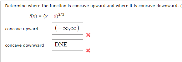  Determine where the function is concave upward and where it is
