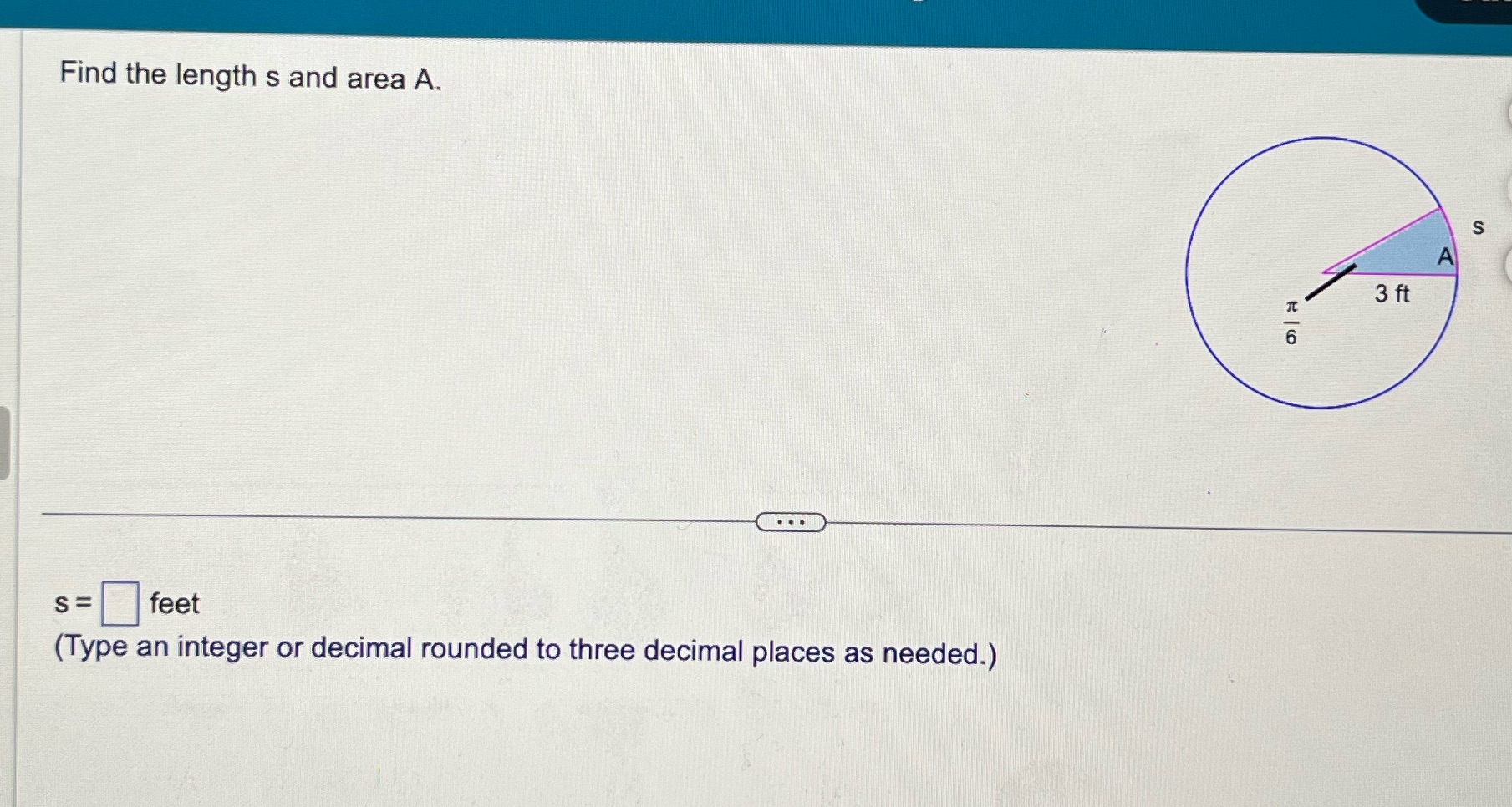 S = feet (Type an integer or decimal rounded to three decimal