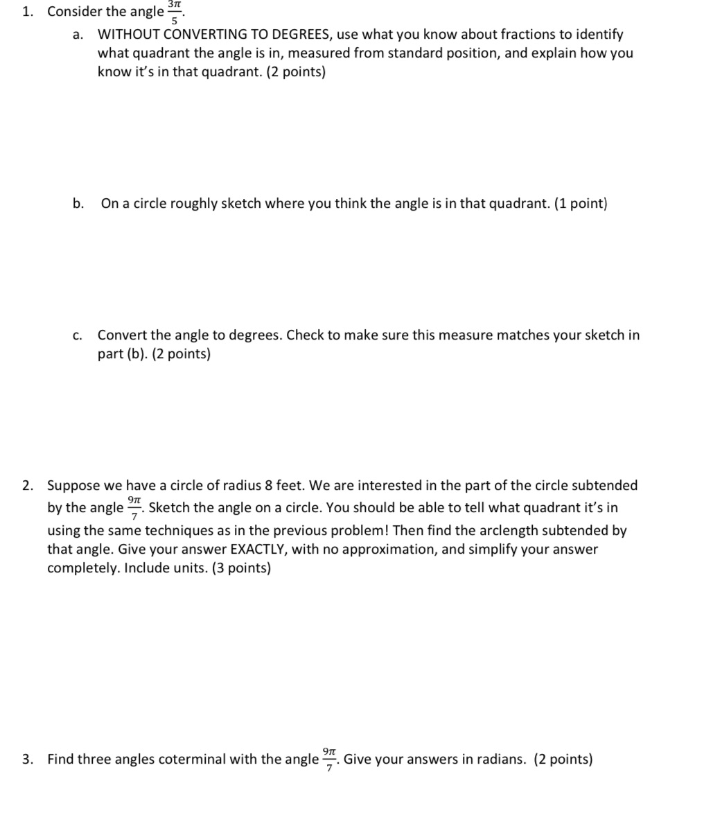 you know about fractions to identify what quadrant the angle is in,