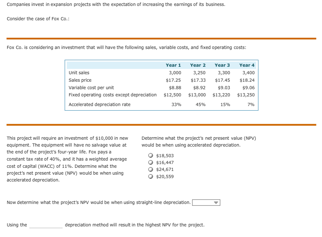 considering an investment that will have the following sales, variable costs, and