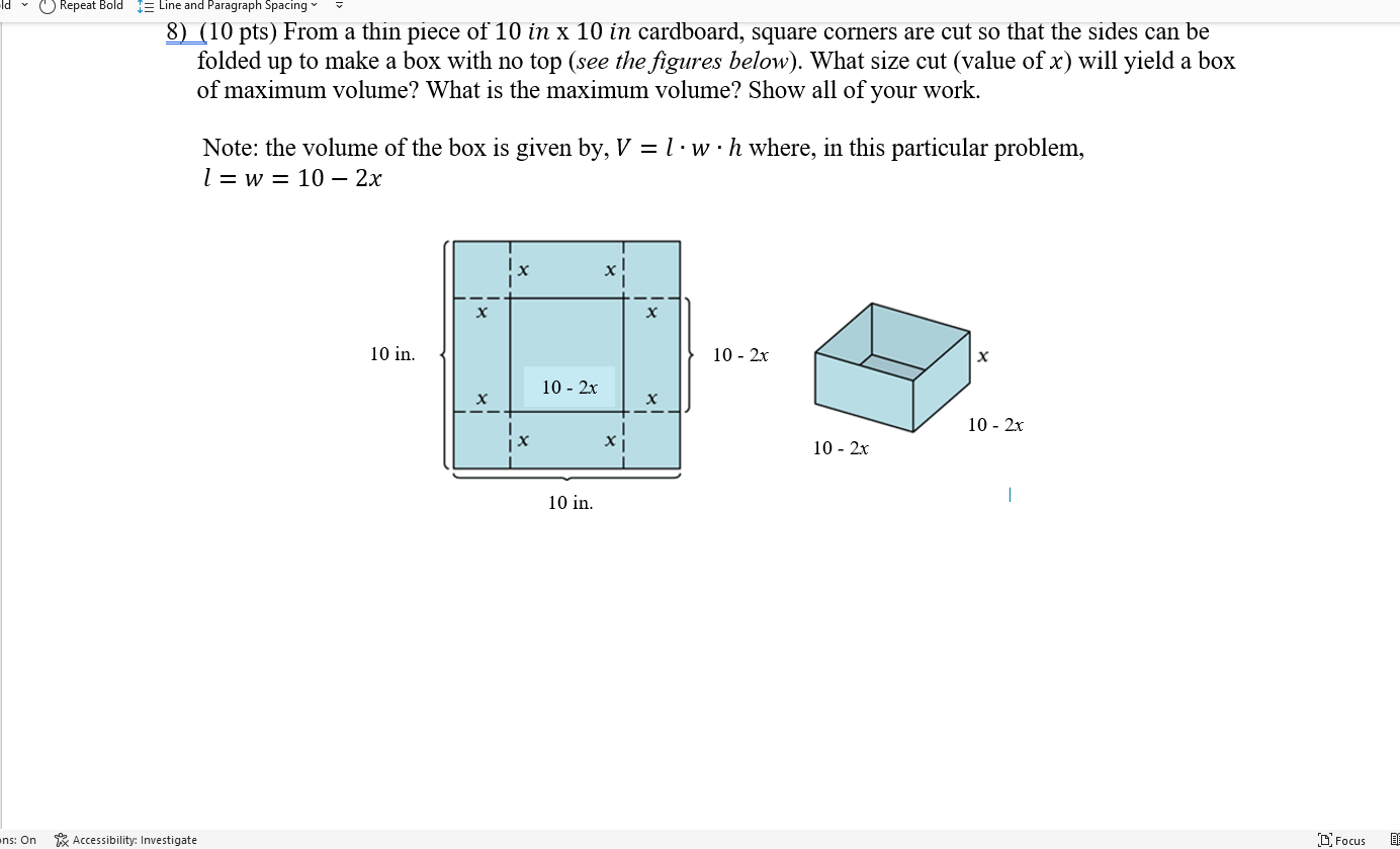 a thin piece of 10 in x 10 in cardboard, square corners