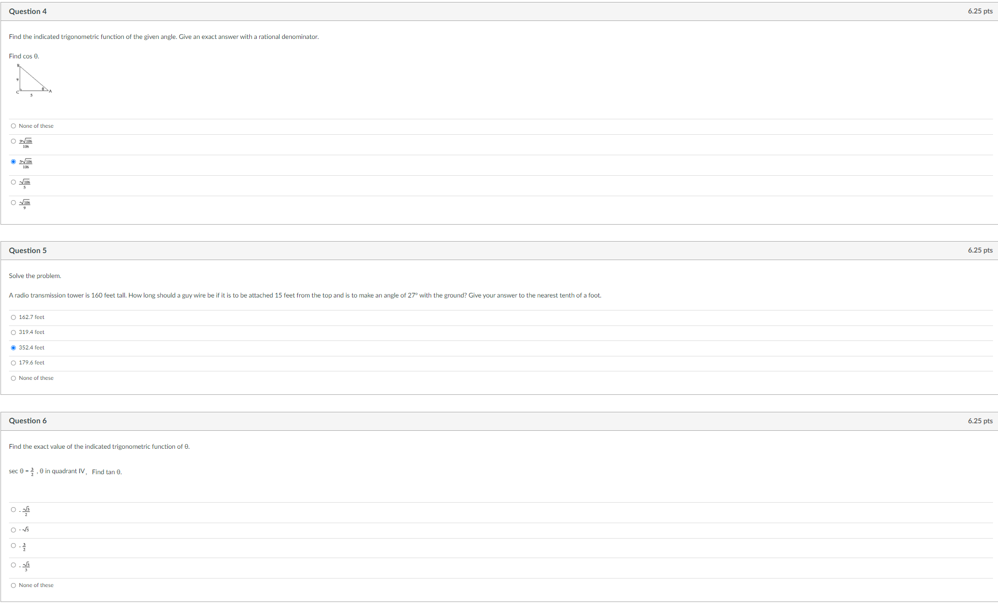 Express answer as a multiple of n. 1050 O m radians None