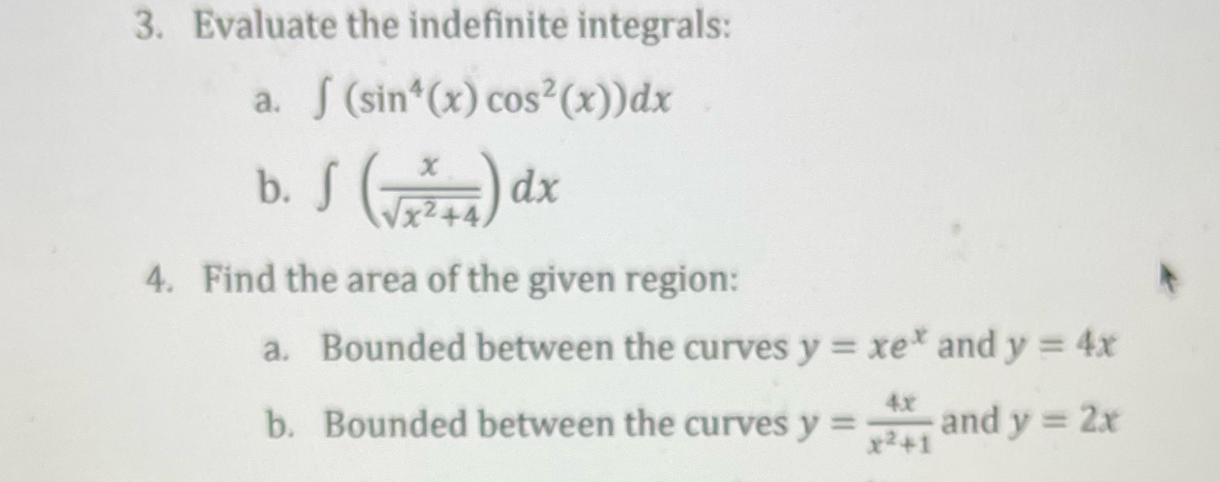 S ( vizza ) dx 4. Find the area of the given