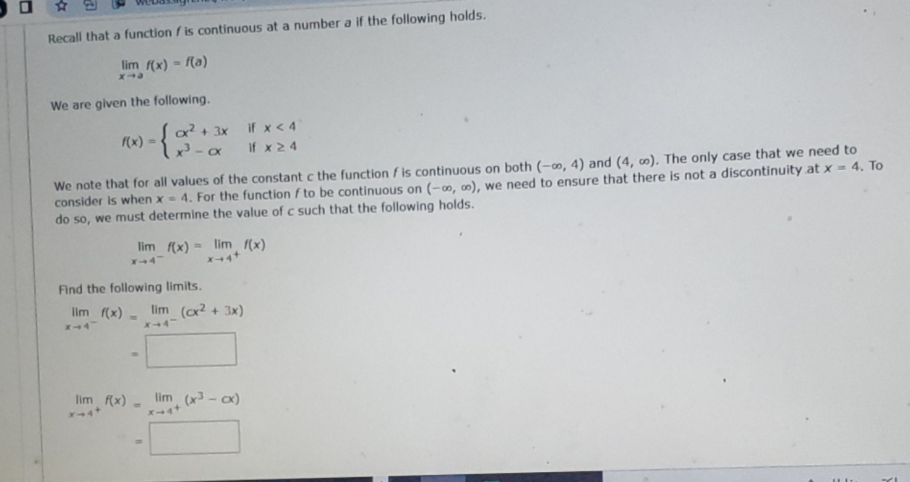 number a if the following holds. lim ((x) = f(a) er x
