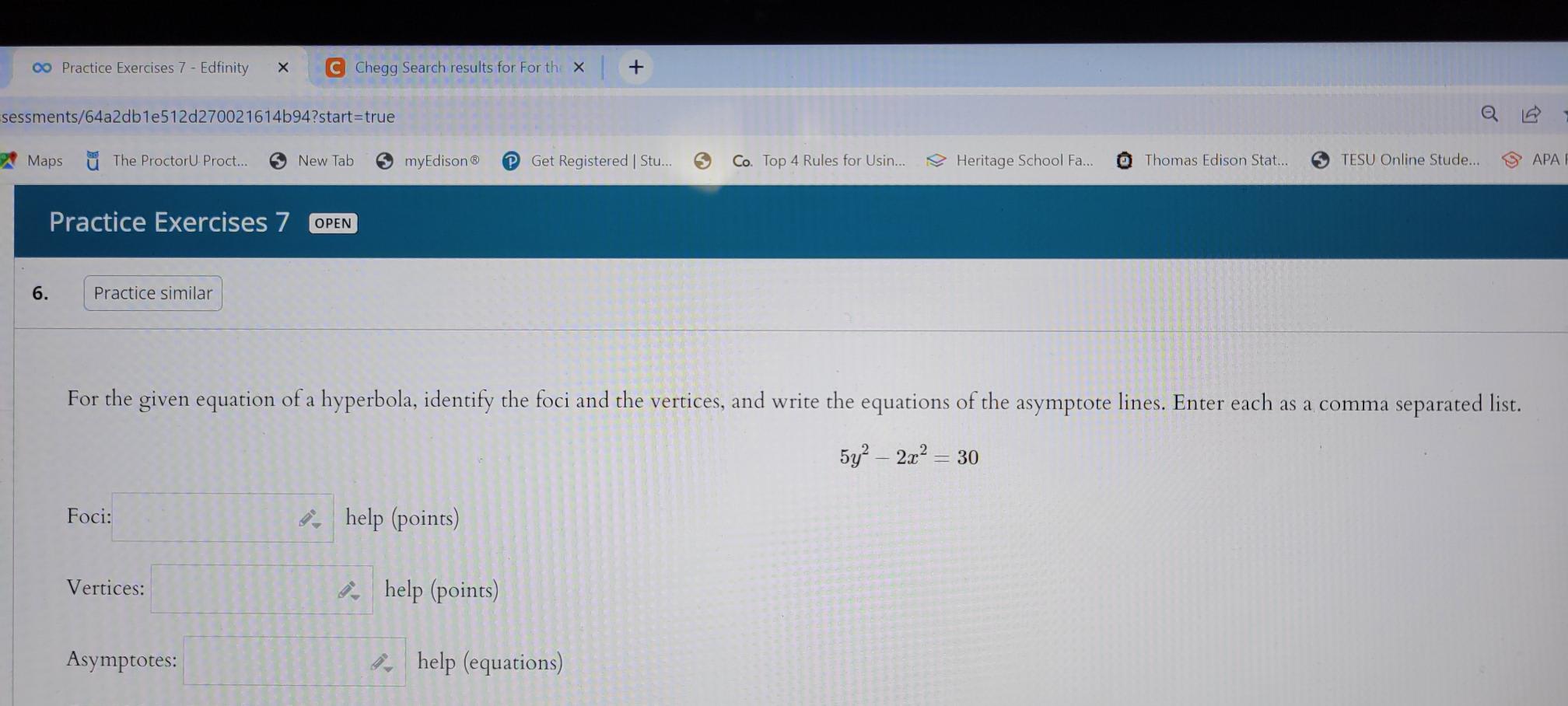  co Practice Exercises 7 - Edfinity X C Chegg Search results