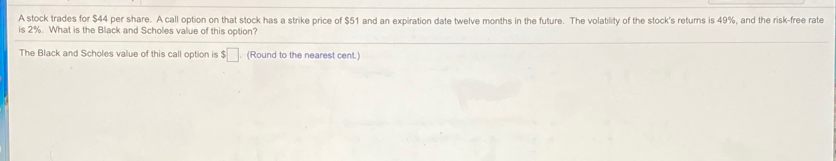  Please help 17 A stock trades for $44 per share. A